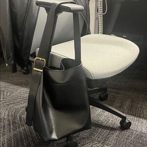 Madewell Black Laptop Bag with Gold Buckle